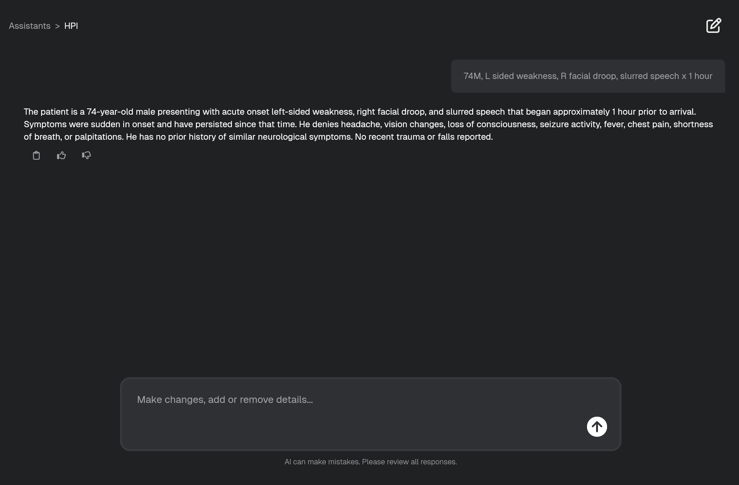HPI Assistant Interface